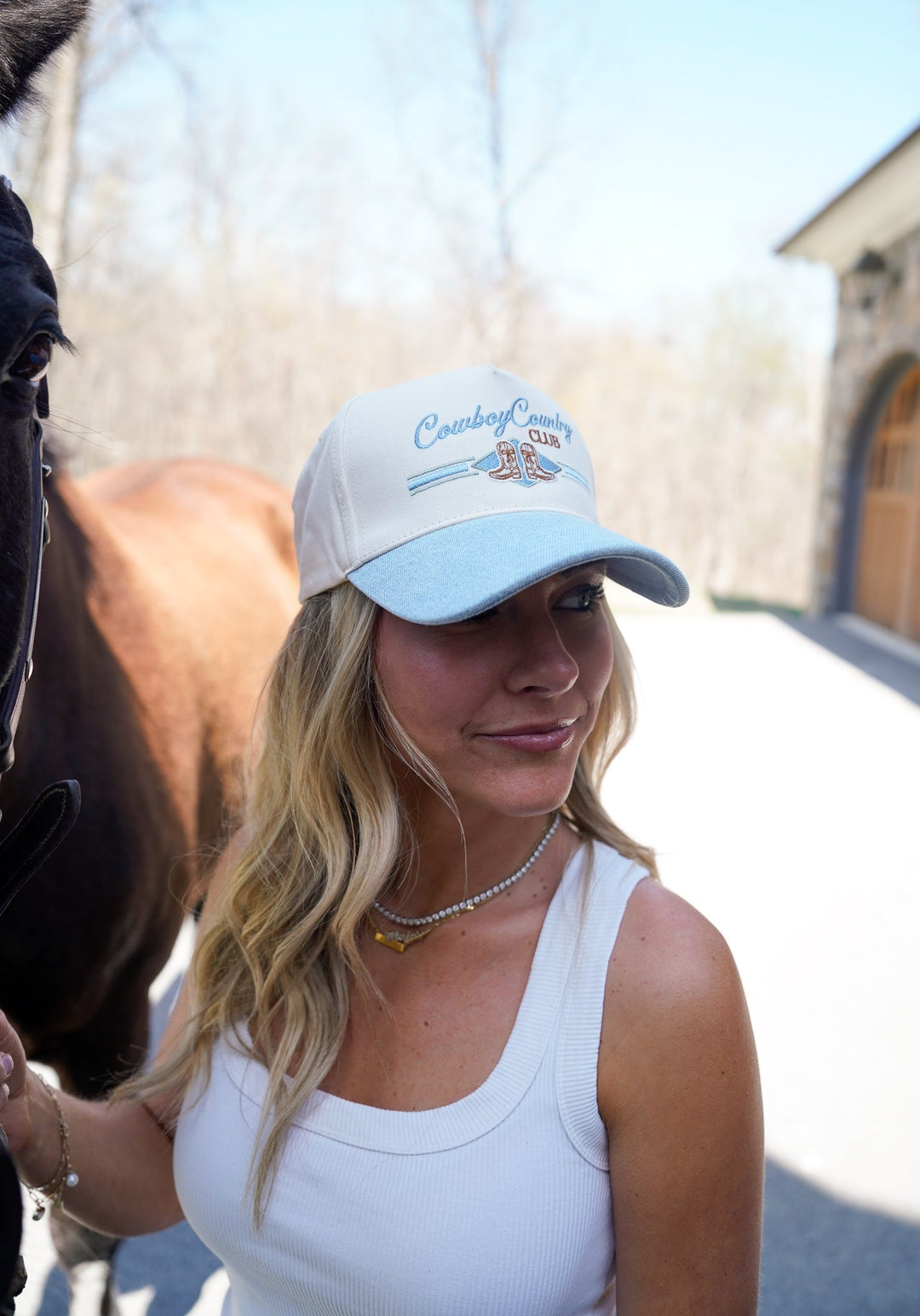 Cowboy Country Club - Denim Vintage Trucker Hat