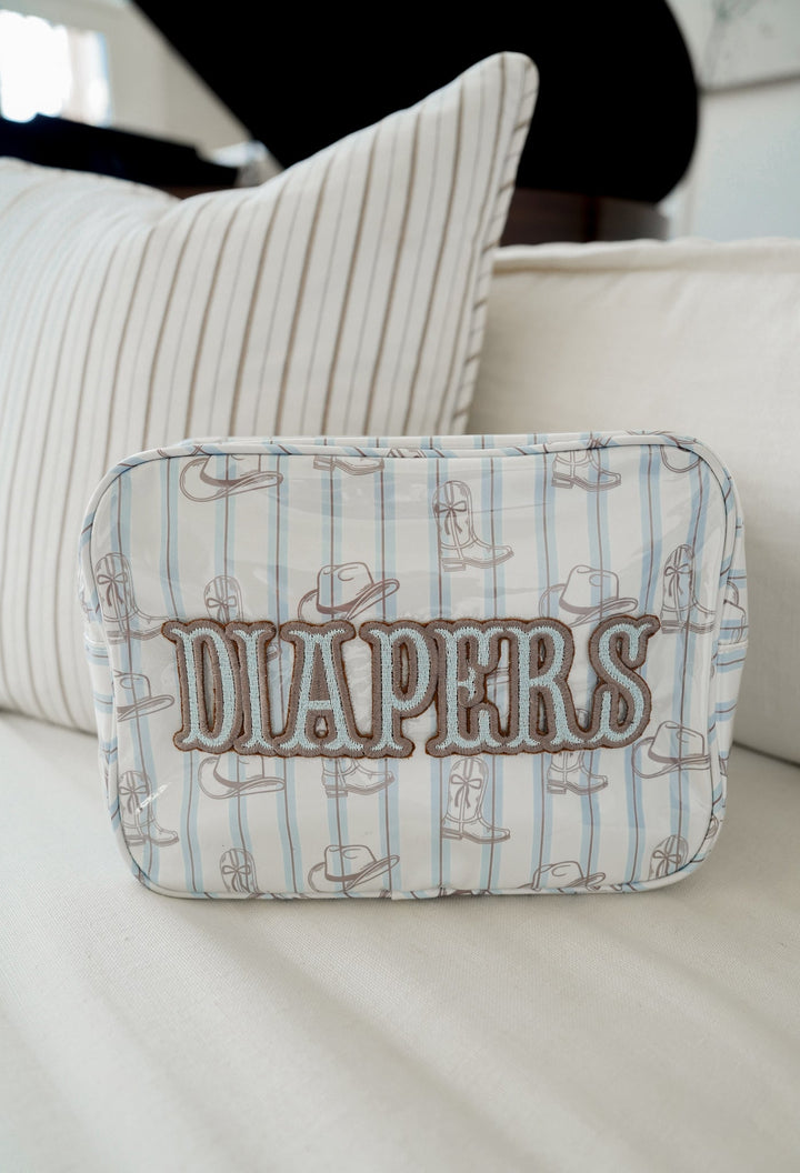 Diapers XL - Western Blues Clear Coat Bag