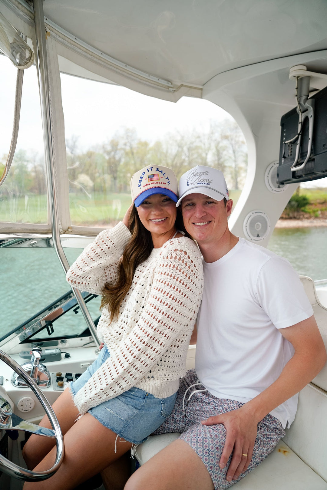 Boats & Beers - White Vintage Trucker Hat