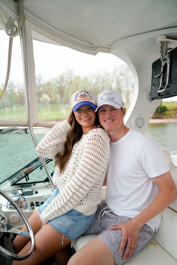Boats & Beers - White Vintage Trucker Hat