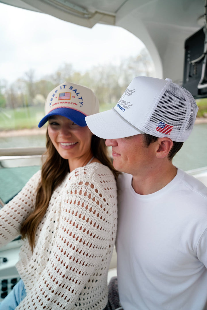 Boats & Beers - White Vintage Trucker Hat