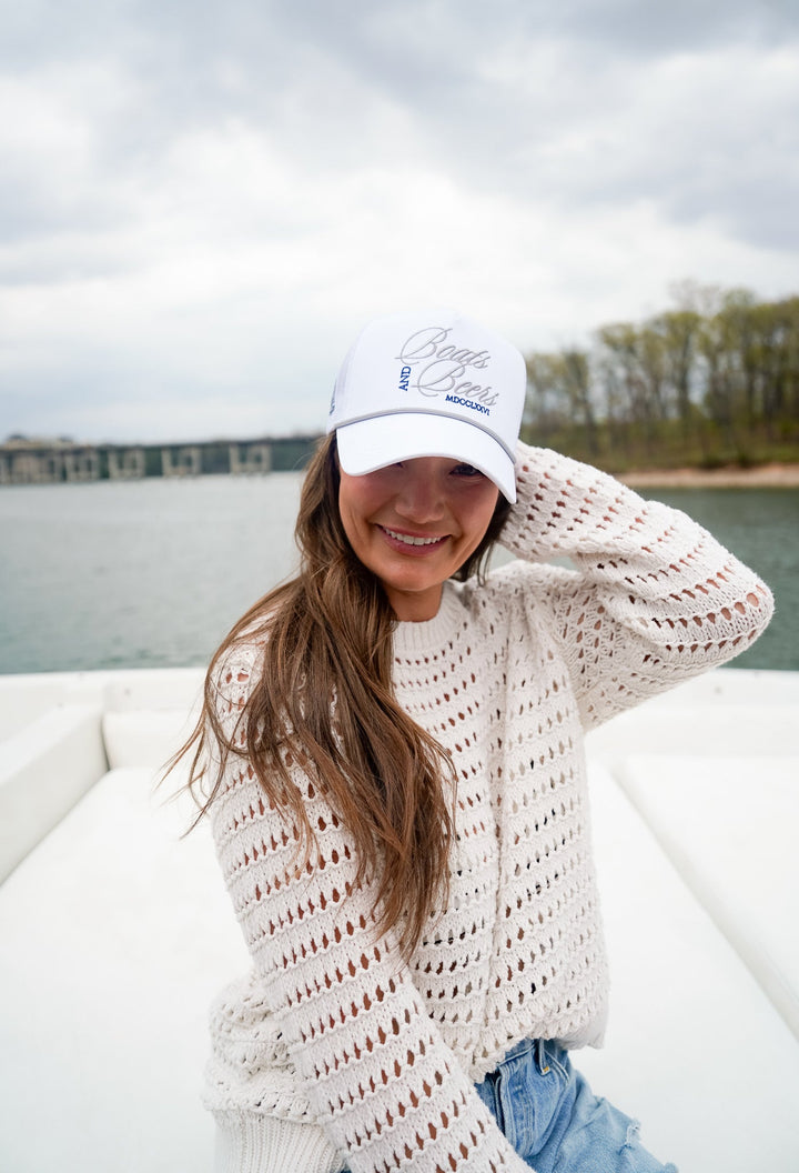 Boats & Beers - White Vintage Trucker Hat