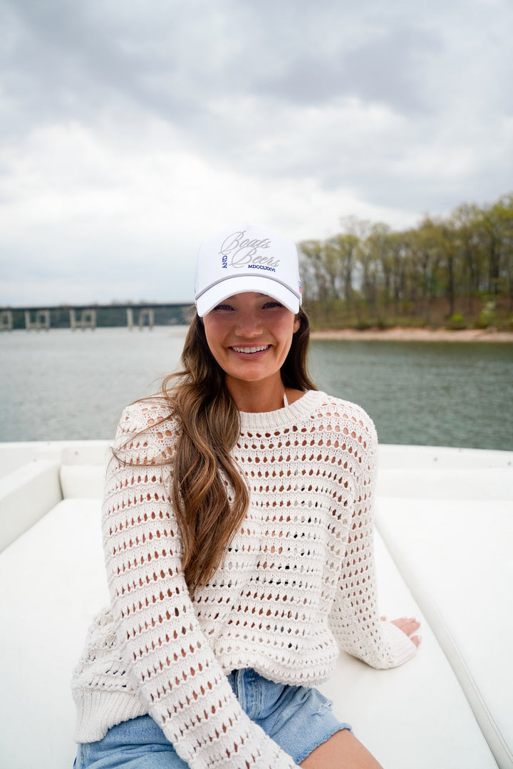 Boats & Beers - White Vintage Trucker Hat