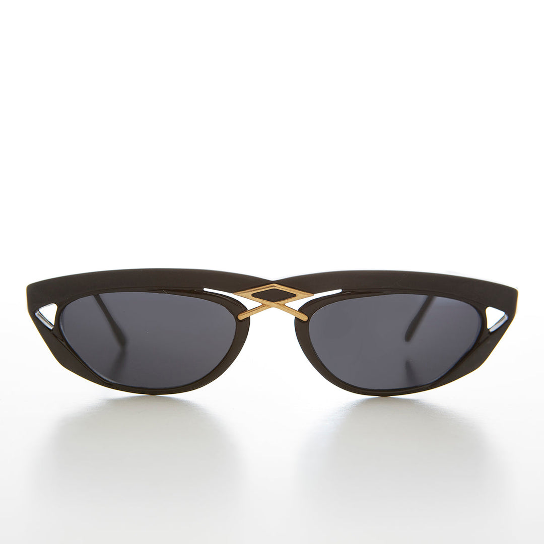 Rectangular 80s Sunglass with Gold Accents - Duran