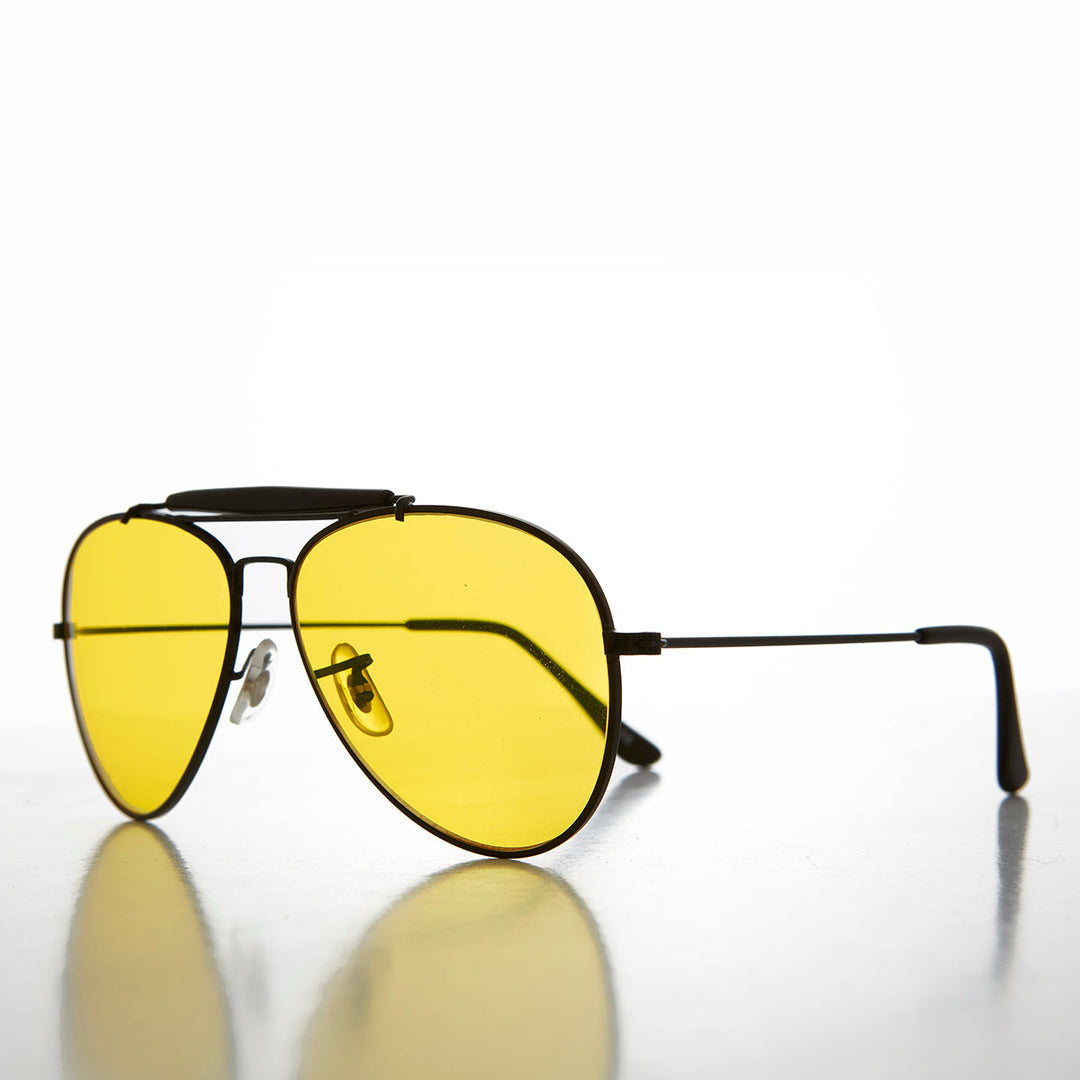 Yellow Lens Aviator with Classic Brow Bar - Dusk
