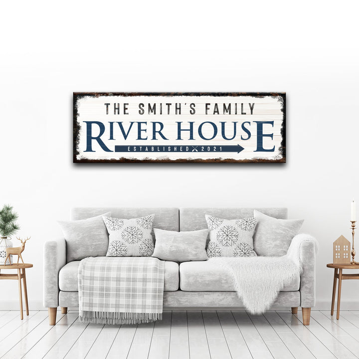 Family River House Arrow Sign