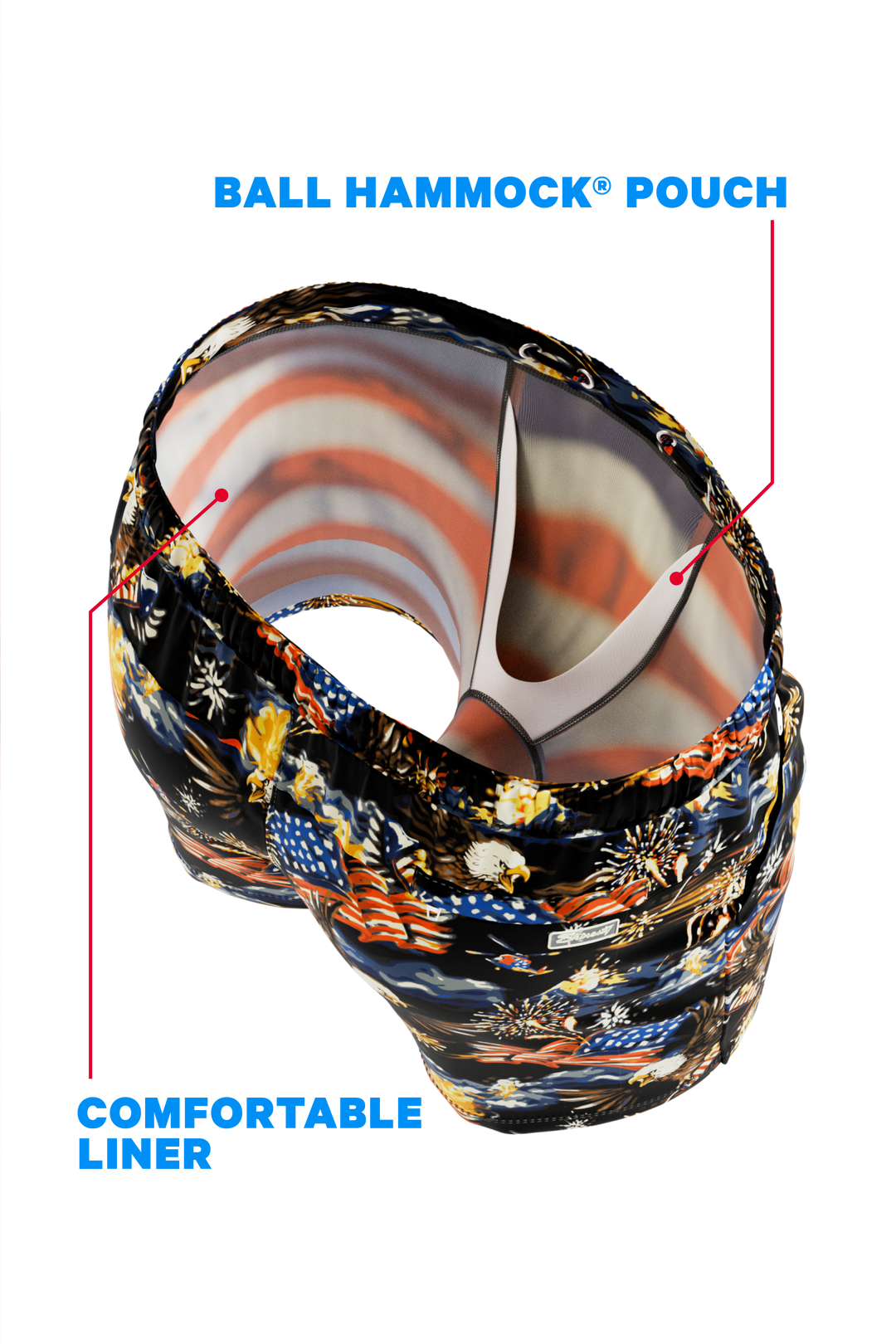The Declaration | Americana Eagles Ball Hammock® Pouch 5" Swim Trunks