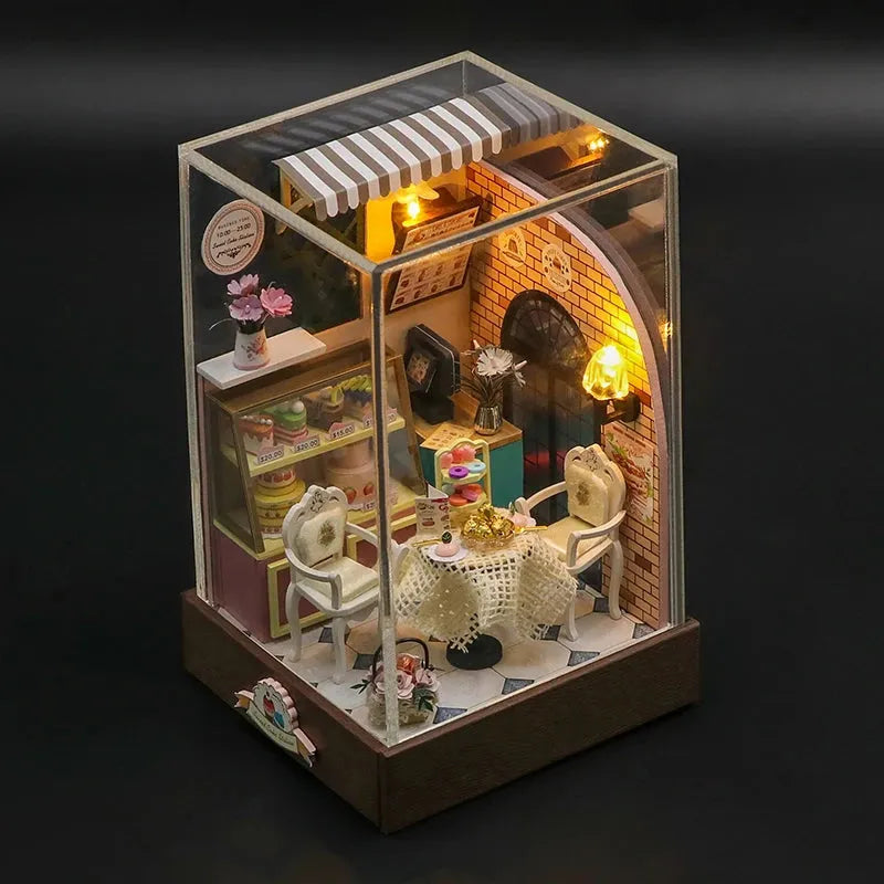 Miniature Wizardi Roombox Kit - Dessert Cafe Dollhouse Kit F07M5-32-S2201