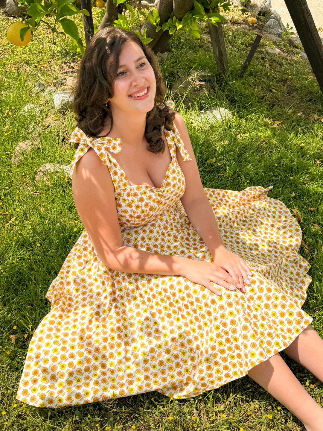 Sarah Swing Dress - Retro Daisy, Yellow *sale