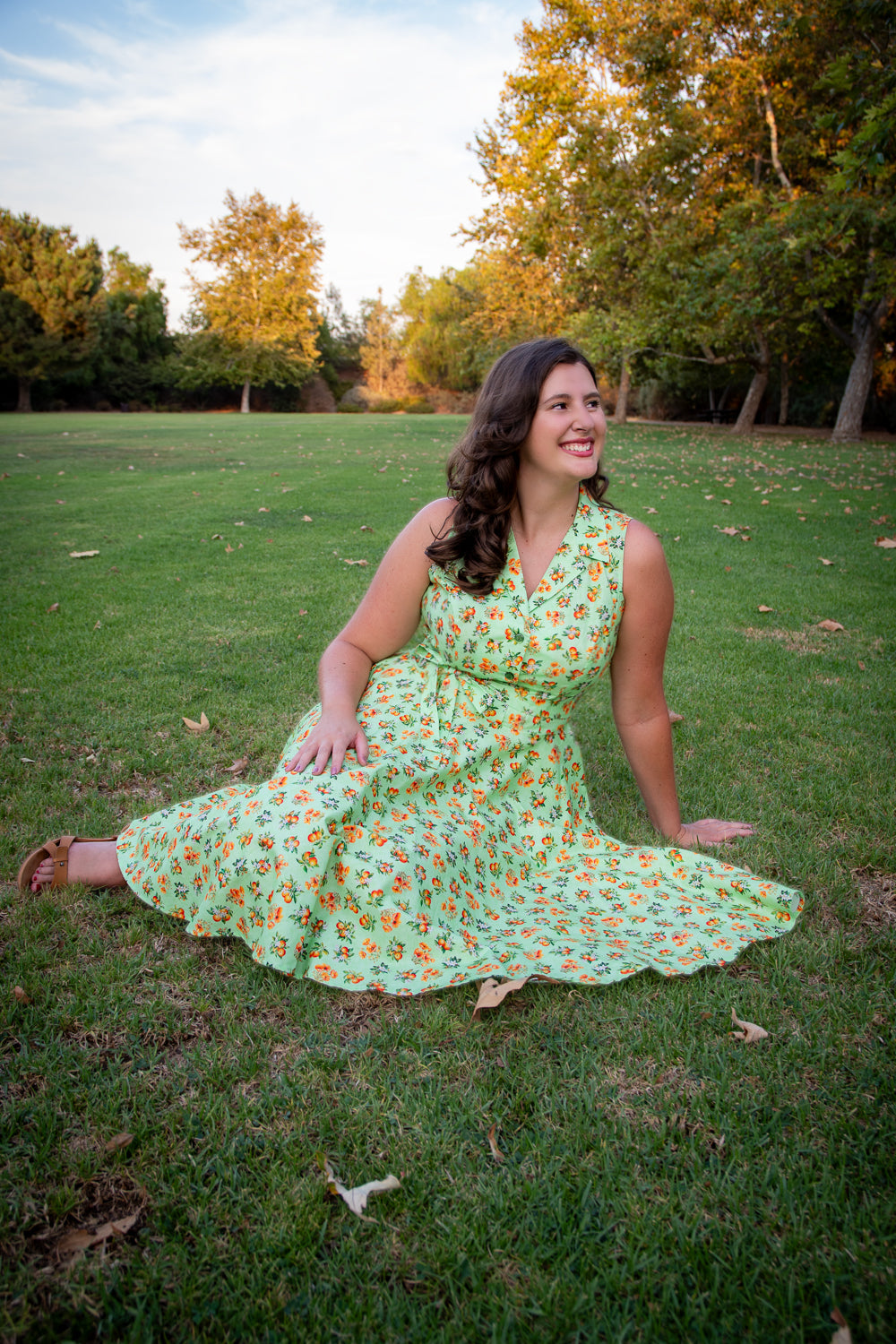 Staci Dress- Orange County, Lime