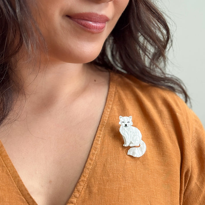 Arctic Fox Simplified Mini Brooch by Erstwilder