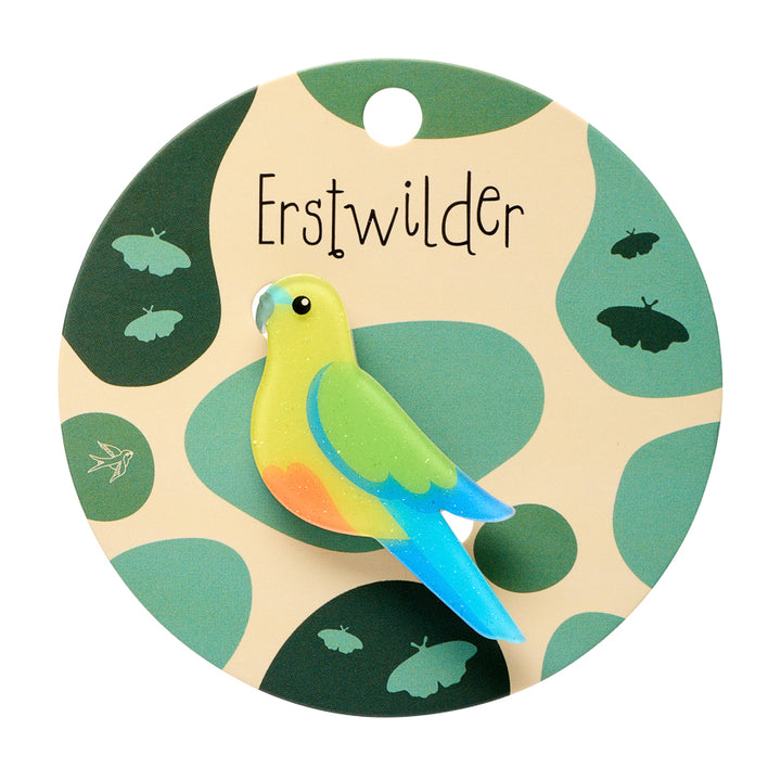 Orange-Bellied Parrot Simplified Mini Brooch by Erstwilder