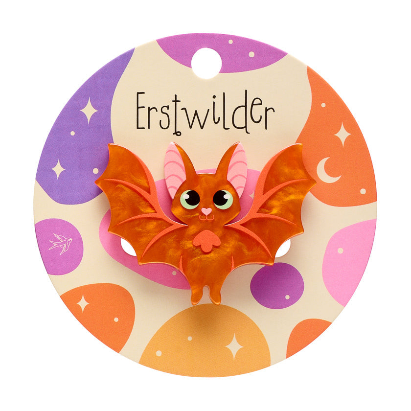 Winging It Simplified Mini Brooch by Erstwilder shown with gift box | Midnight Mischief Halloween Collection