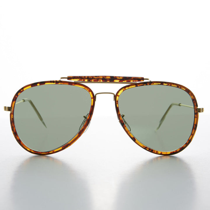Large Wrapped Aviator with Glass Lens - Edwards