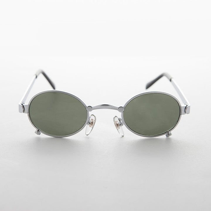 Small 90s Oval Steampunk Spectacle Vintage Sunglass - Edison
