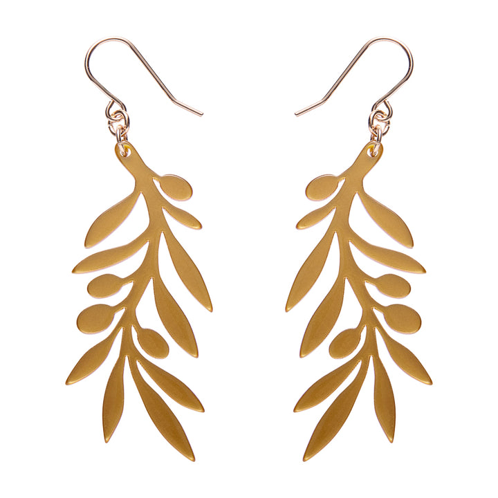 Olive Branch Drop Earrings - Gold by Erstwilder