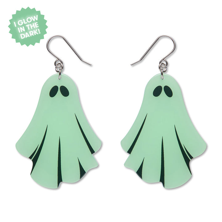 Ghostie Drop Earrings Glow in the Dark by Erstwilder | Midnight Mischief Halloween Collection