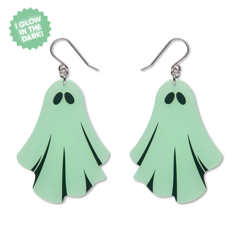 Ghostie Drop Earrings Glow in the Dark by Erstwilder | Midnight Mischief Halloween Collection