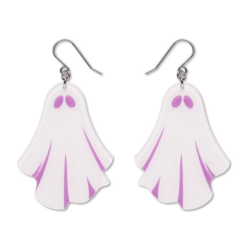 Ghostie Drop Earrings White by Erstwilder | Midnight Mischief Halloween Collection