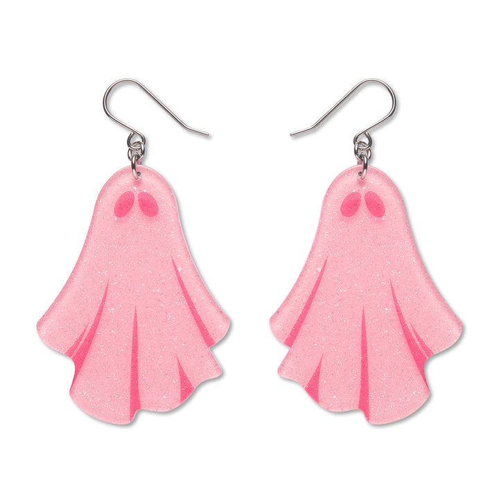 Ghostie Drop Earrings Pink by Erstwilder | Midnight Mischief Halloween Collection