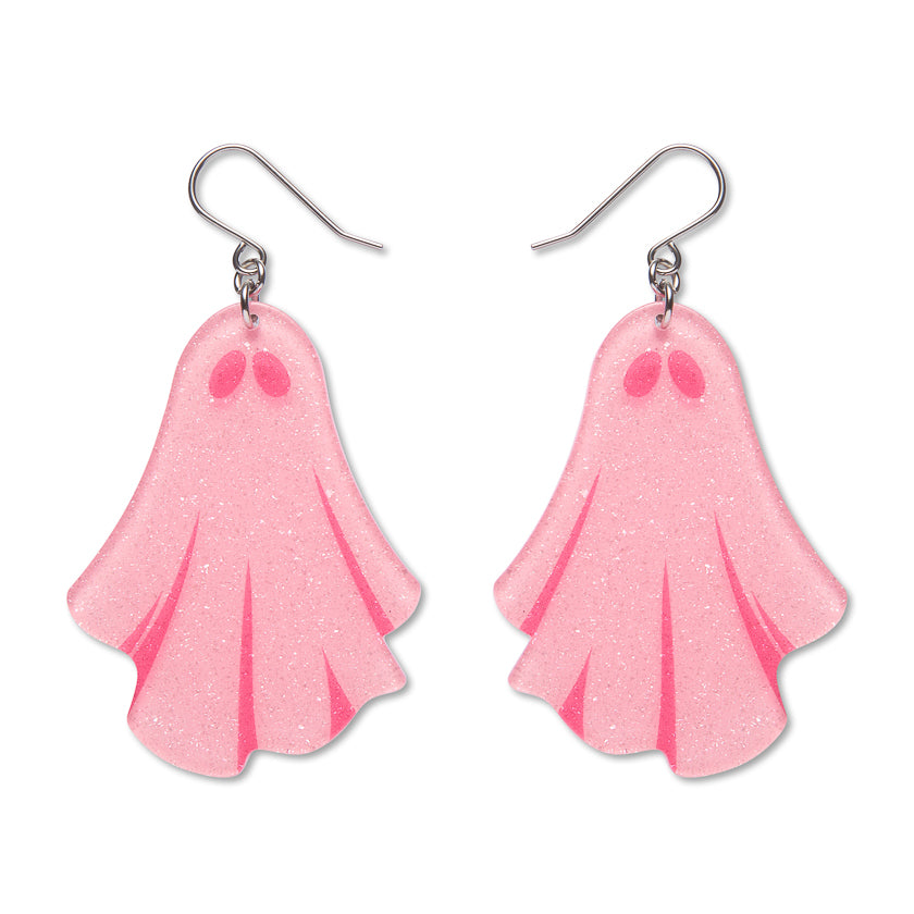 Ghostie Drop Earrings Pink by Erstwilder | Midnight Mischief Halloween Collection