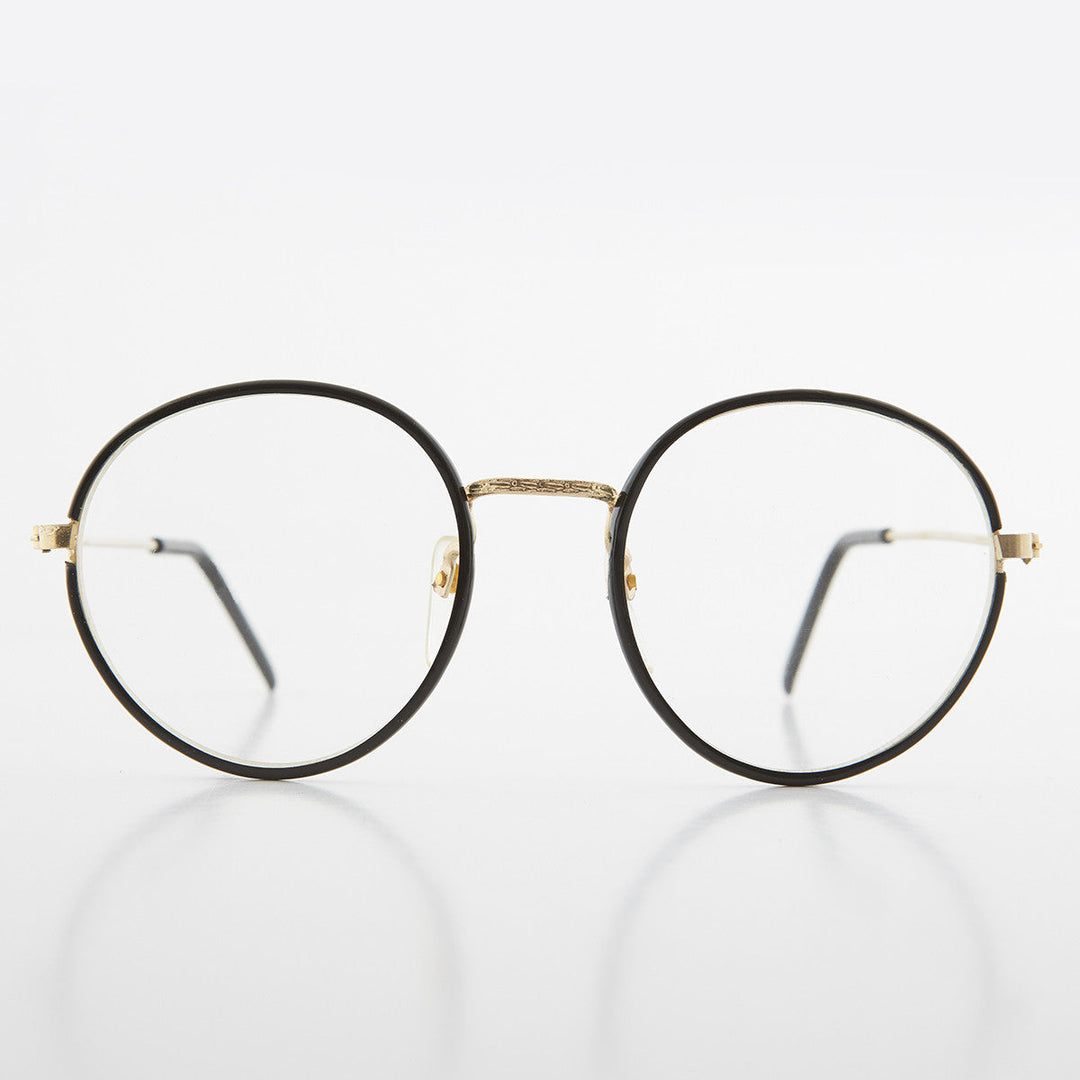 Round Black Preppy Polo Style Clear Lens Glasses - Einstein 2