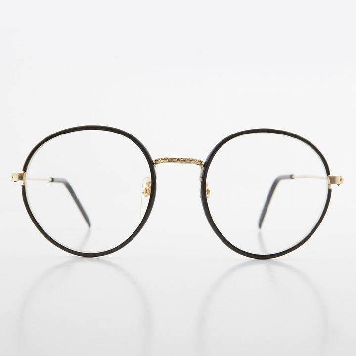 Round Black Preppy Polo Style Clear Lens Glasses - Einstein 2