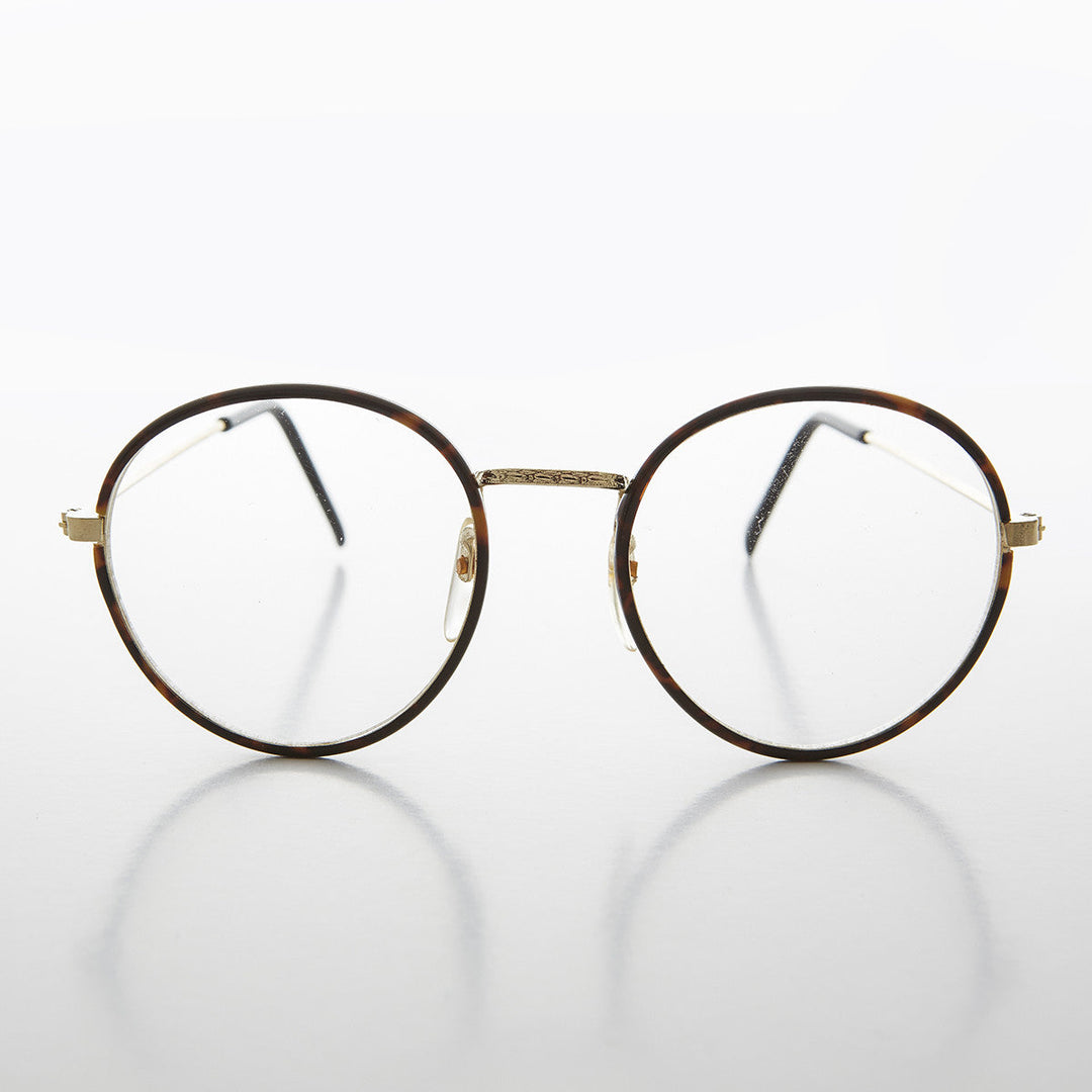 Round Preppy Polo Style Clear Lens Tortoise Vintage Glasses - Einstein