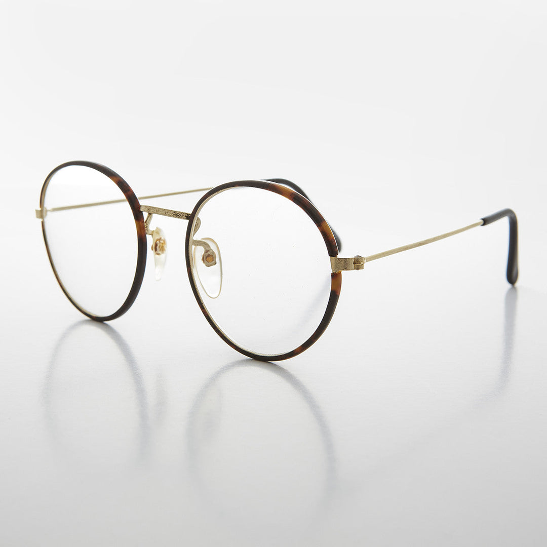Round Preppy Polo Style Clear Lens Tortoise Vintage Glasses - Einstein