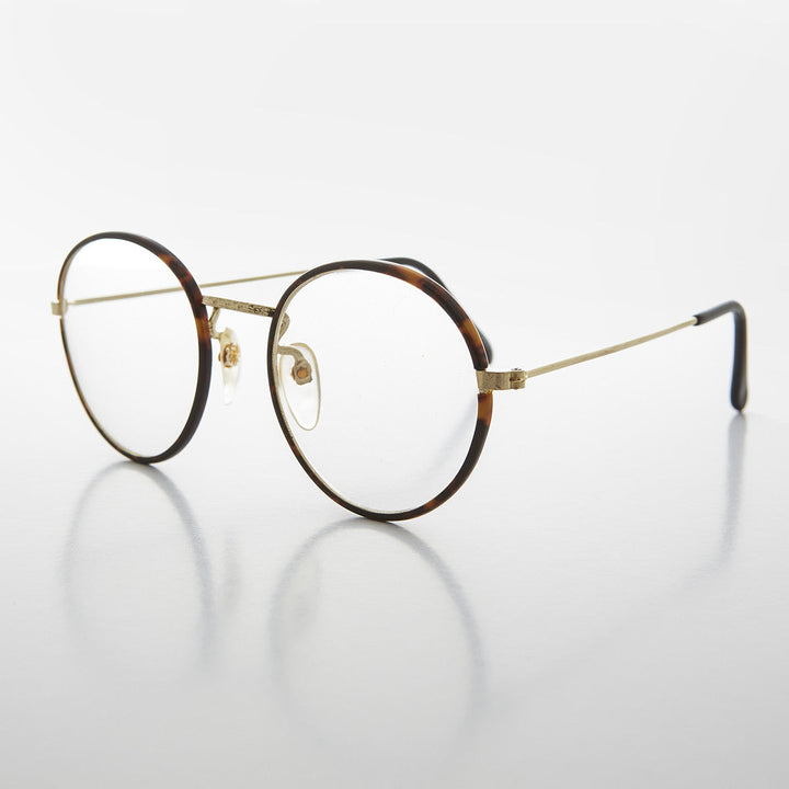 Round Preppy Polo Style Clear Lens Tortoise Vintage Glasses - Einstein