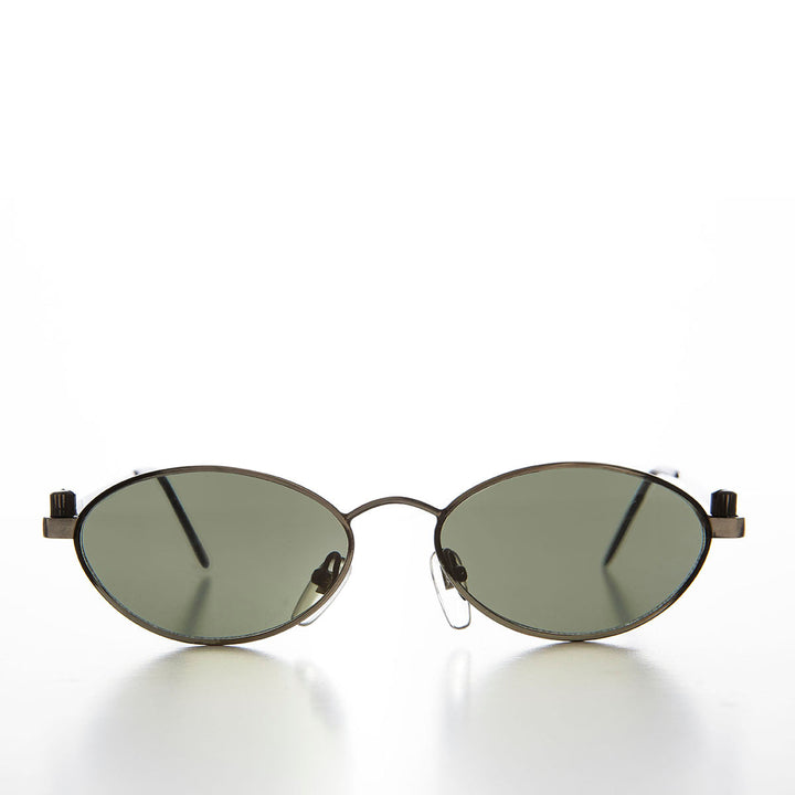 Industrial Metal Frame Oval 90s Steampunk Sunglass - Erin 2