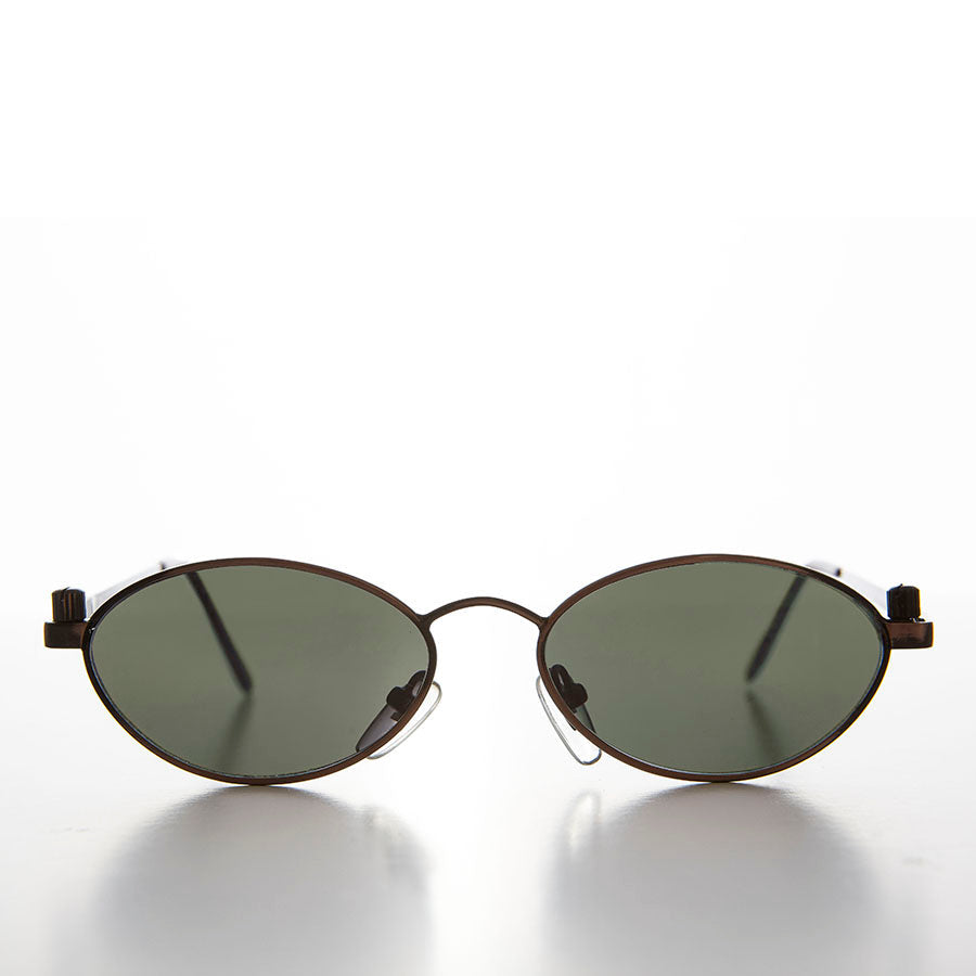Industrial Metal Frame Oval 90s Steampunk Sunglass - Erin 1