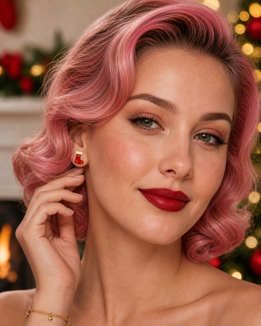 Itty-Bitty Stocking Earrings by Lipstick & Chrome