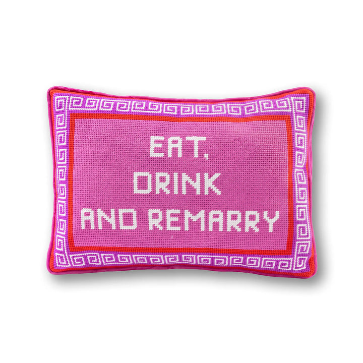 Eat Drink Remarry Needlepoint Pillow