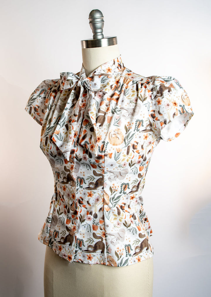 Estelle Blouse - Here Kitty Kitty, Ivory