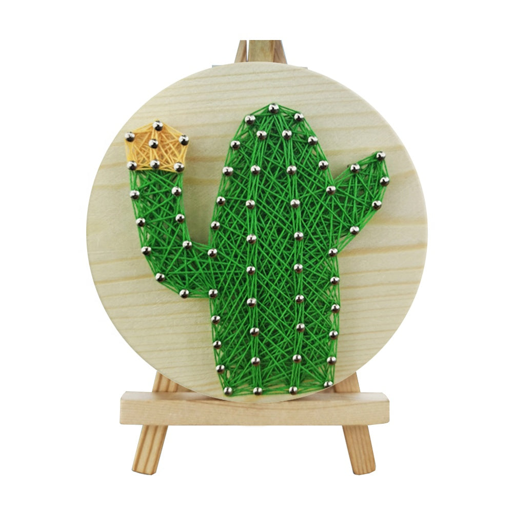 String Art DIY Kit with Stand - Cactus. Wizardi Craft Kit F07-M12-1-DHAA28289