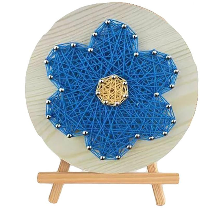 String Art DIY Kit with Stand - Blue Flower. Wizardi Craft Kit F07-M12-1-DHAA28299