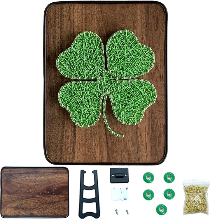 String Art DIY Kit - Four Leaf Clover. Wizardi Craft Kit F07-M12-3-DH5015