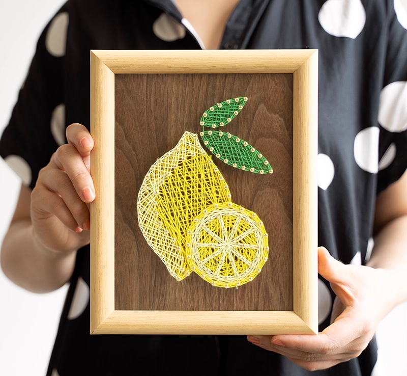 String Art DIY Kit - Lemon. Wizardi Craft Kit F07-M12-3-DH9007