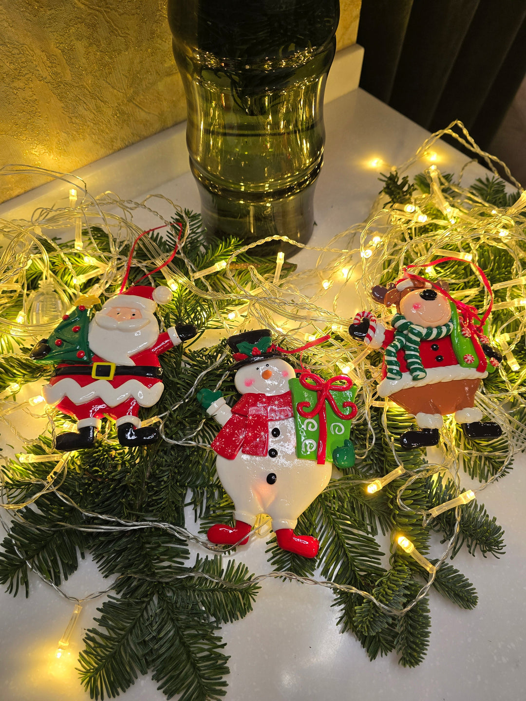 Christmas Ornament - Gloss Gingerbread y  Snowman. Wizardi Festive Decoration F07-N2-13-SEE203B