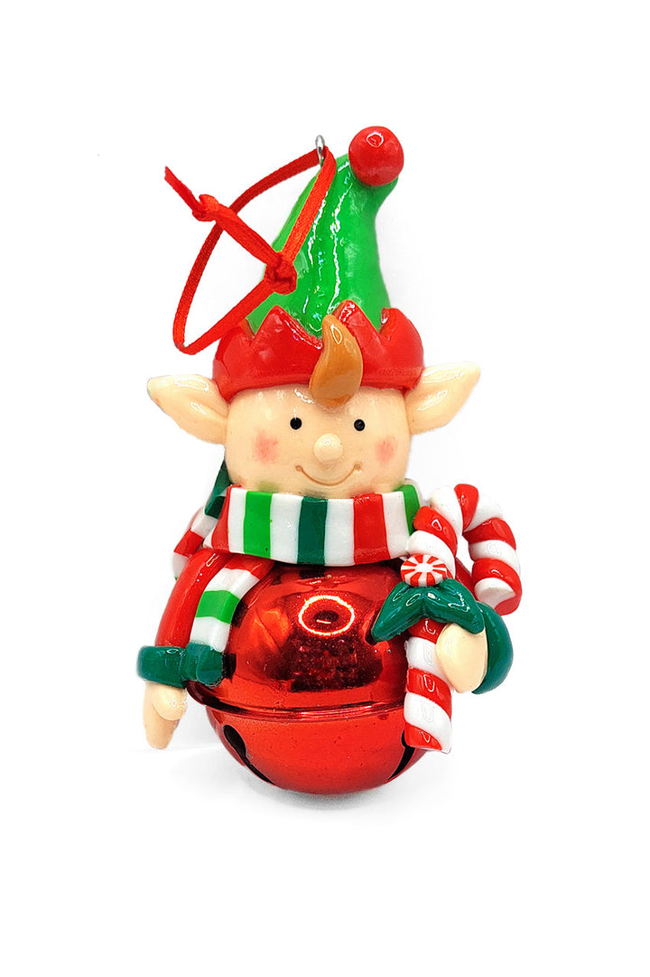 Christmas Ornament -  Glossy Gingerbread Elf with Candy Cane. Wizardi Festive Decoration F07-N2-17-E2506B