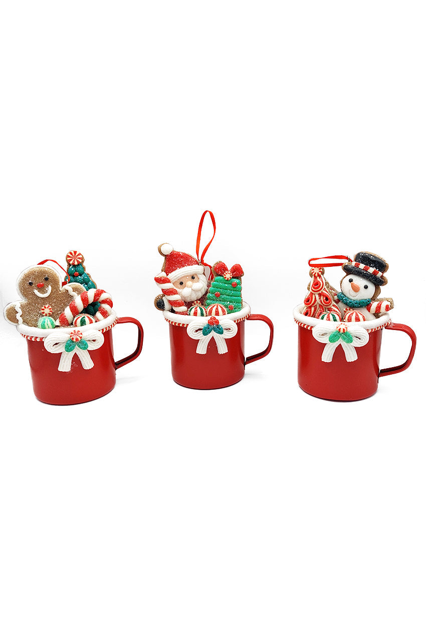 Christmas Ornament - Cup with Santa. Wizardi Festive Decoration F07-N2-19-DAA101C
