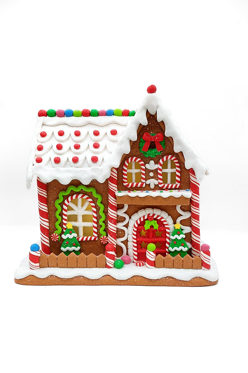 Christmas Gingerbread House Snowy Roof. Wizardi Festive Decoration F07-N2-24-A2560