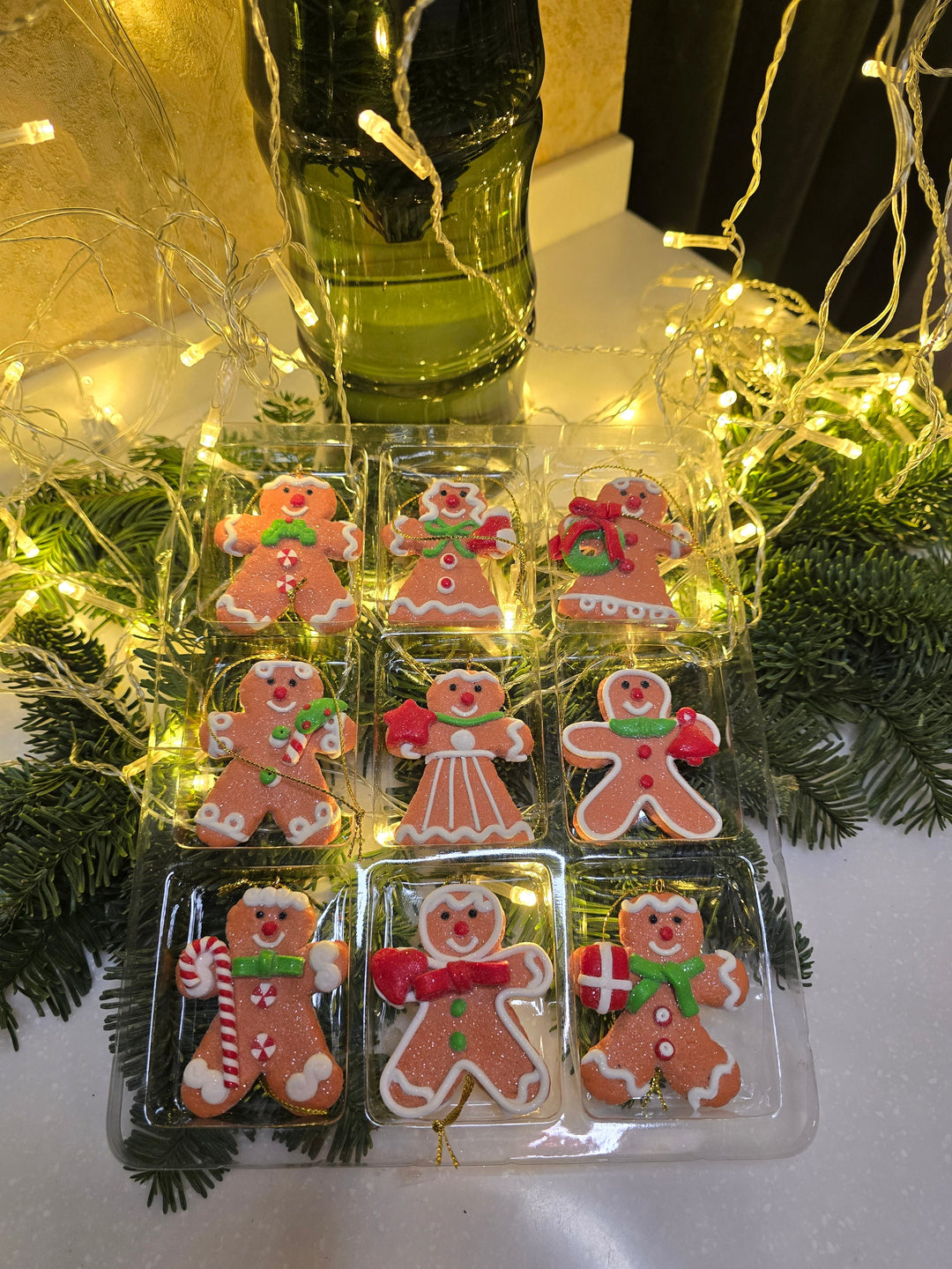 Set of 9 Small Christmas Gingerbread Ornaments. Wizardi Festive Decoration F07-N2-3-W2597A