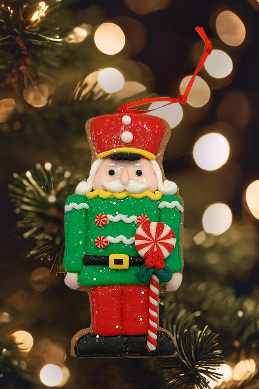 Christmas Ornament - Gingerbread Green Soldier. Wizardi Festive Decoration F07-N2-4-A2584C