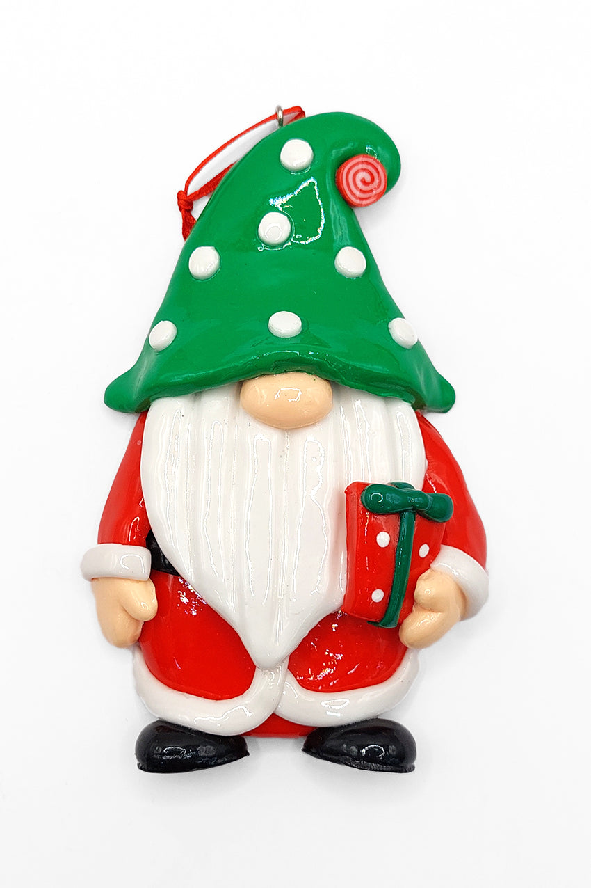 Christmas Ornament Glossy Gingerbread Santa with Wrapped Gift. Wizardi Festive Decoration F07-N2-7-E2511C