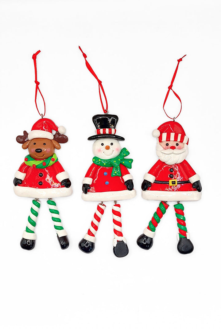 Christmas Ornament - Glossy Gingerbread Reindeer with Dangling Legs. Wizardi Festive Decoration F07-N2-9-SAA202C