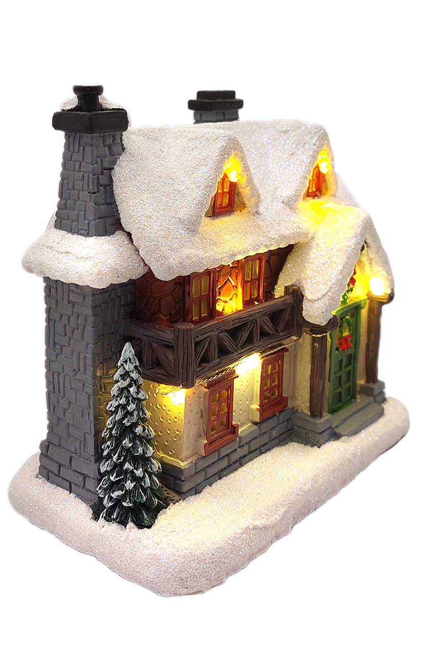 Cabin with Lights Christmas Village Miniature by Wizardi F07-N6-1B