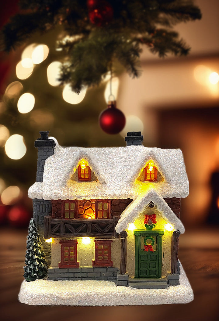 Cabin with Lights Christmas Village Miniature by Wizardi F07-N6-1B