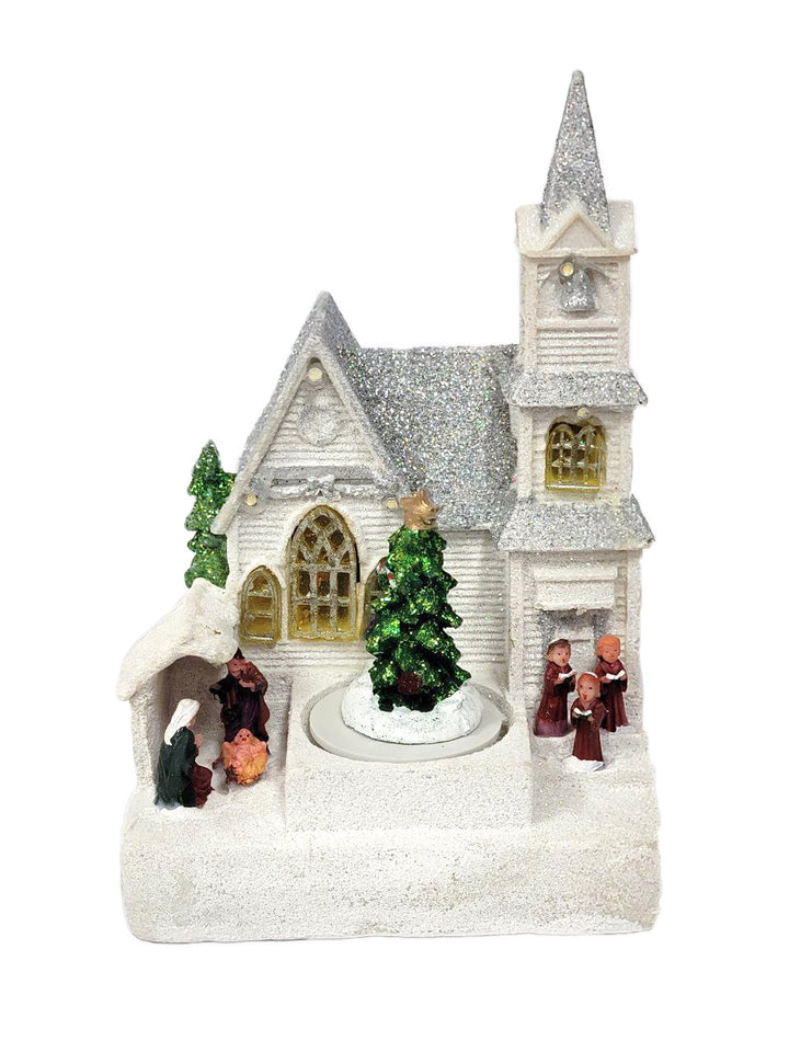 Winter Church with Tree Christmas Village Miniature by Wizardi F07-N6-6
